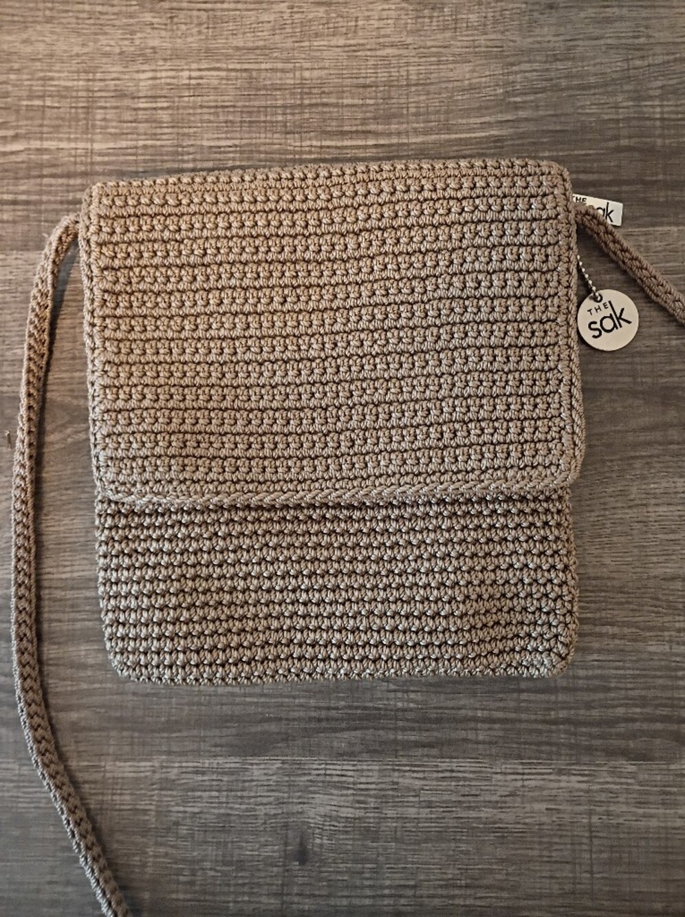 The Sak Neutral Crochet Crossbody in Taupe